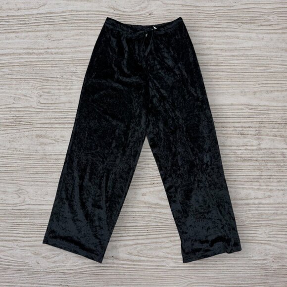 Victorias Secret Vintage 90s Y2K Black Velvet Crossover 2PC Top Pants Lounge Set - Picture 4 of 7
